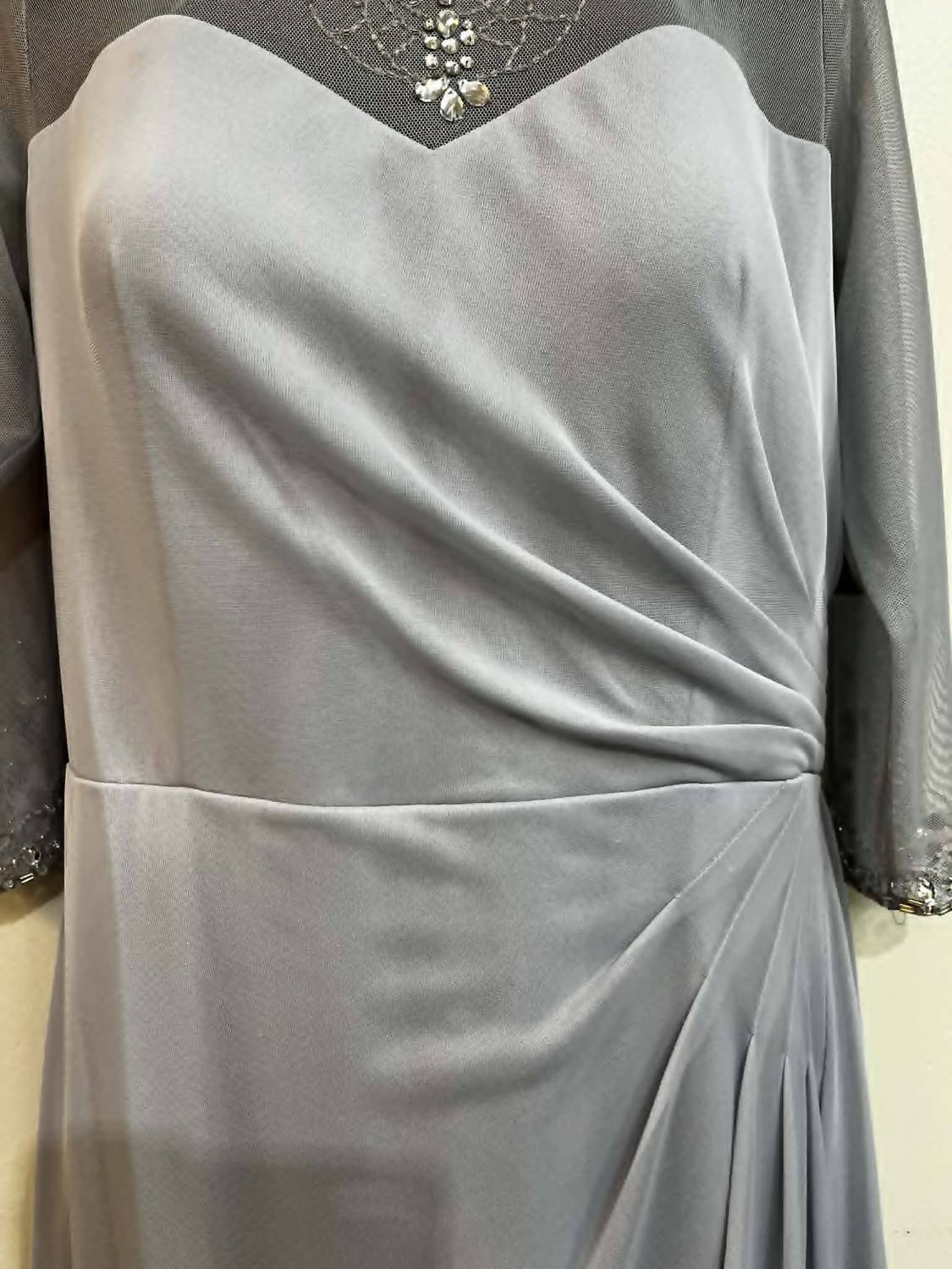 Alex Evenings - Beaded Sheer Sleeve Ruched Gown