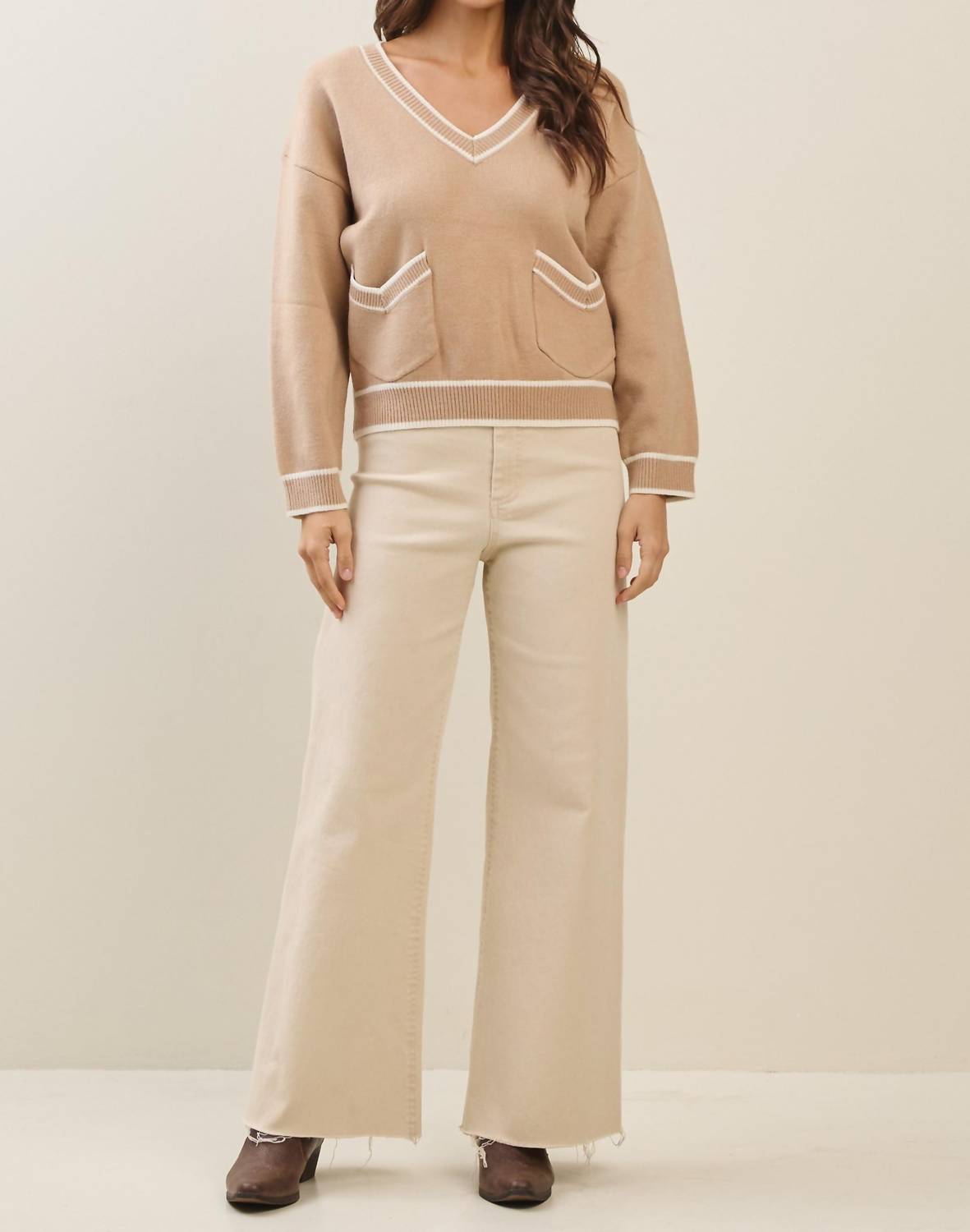Able - Amalia Contrast Trim Varsity Sweater