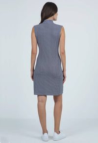 Ibkul - Mini Check Print Sleeveless Mock Neck Dress