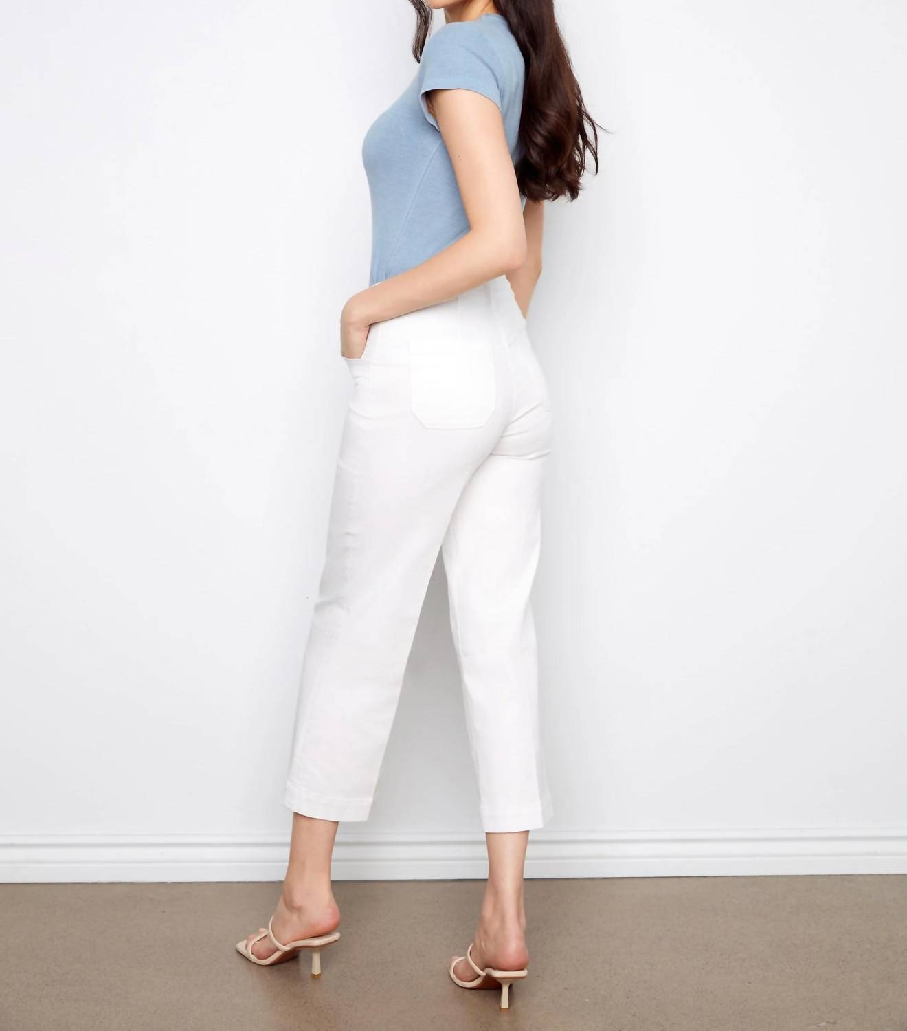 Charlie B - Cropped Wide Leg Stretch Twill Jeans