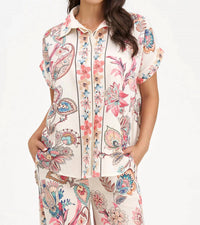 M Made In Italy - Short Sleeve Paisley Top