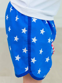 Rufflebutts - Boys Stars & Stripes Dolphin Hem Swim Trunks