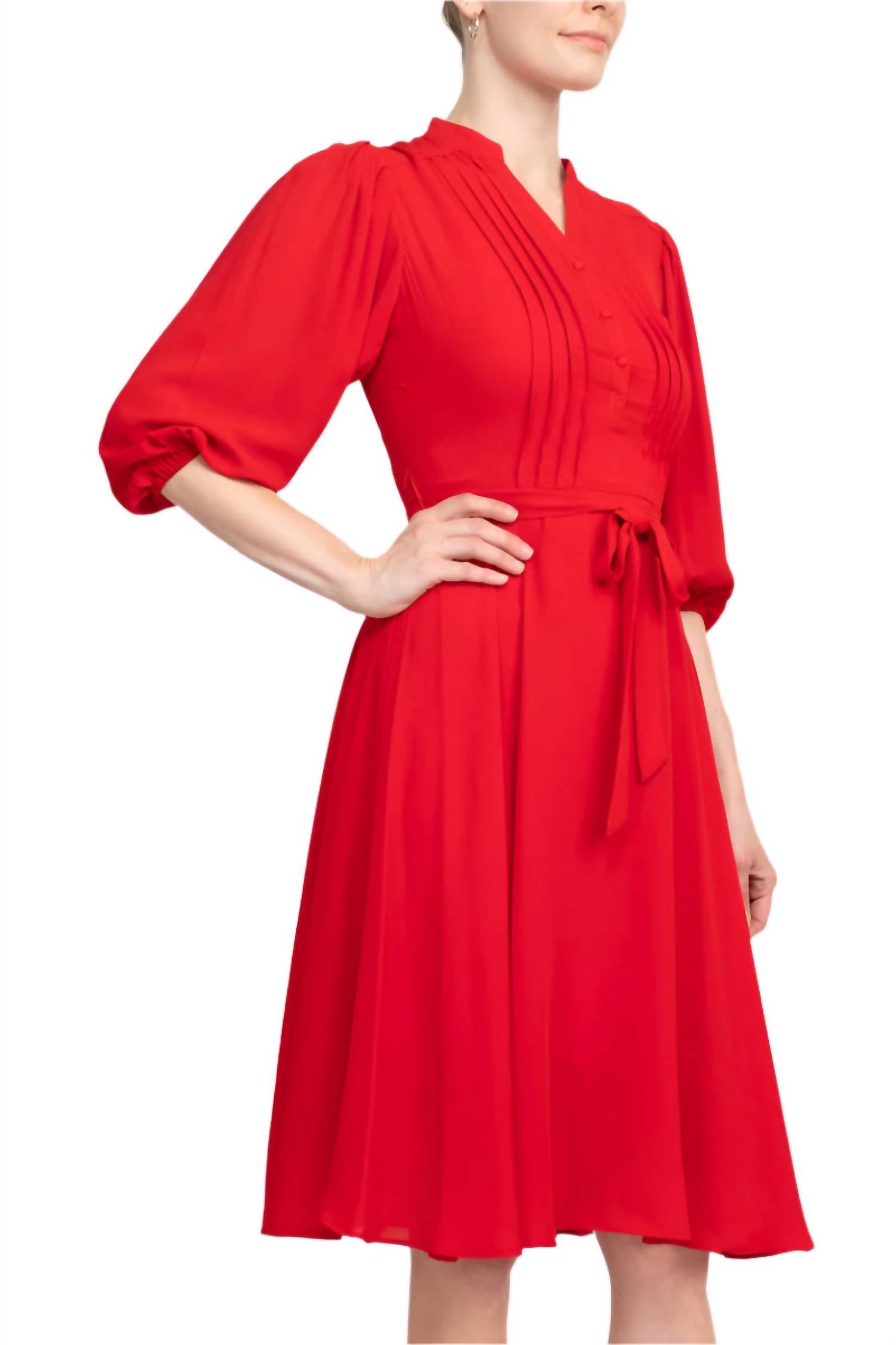 Nanette Lepore - Pleated Front Tie Waist Dress