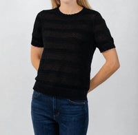 Elliott Lauren - Pointelle Short Sleeve Sweater