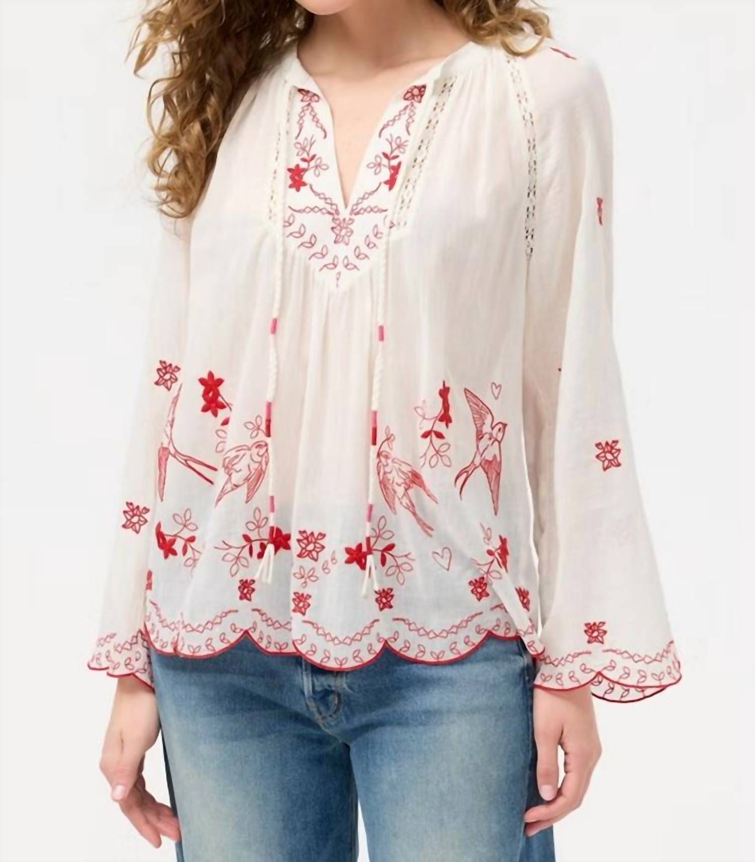 Johnny Was - LANEY SCALLOP COTTON BLOUSE