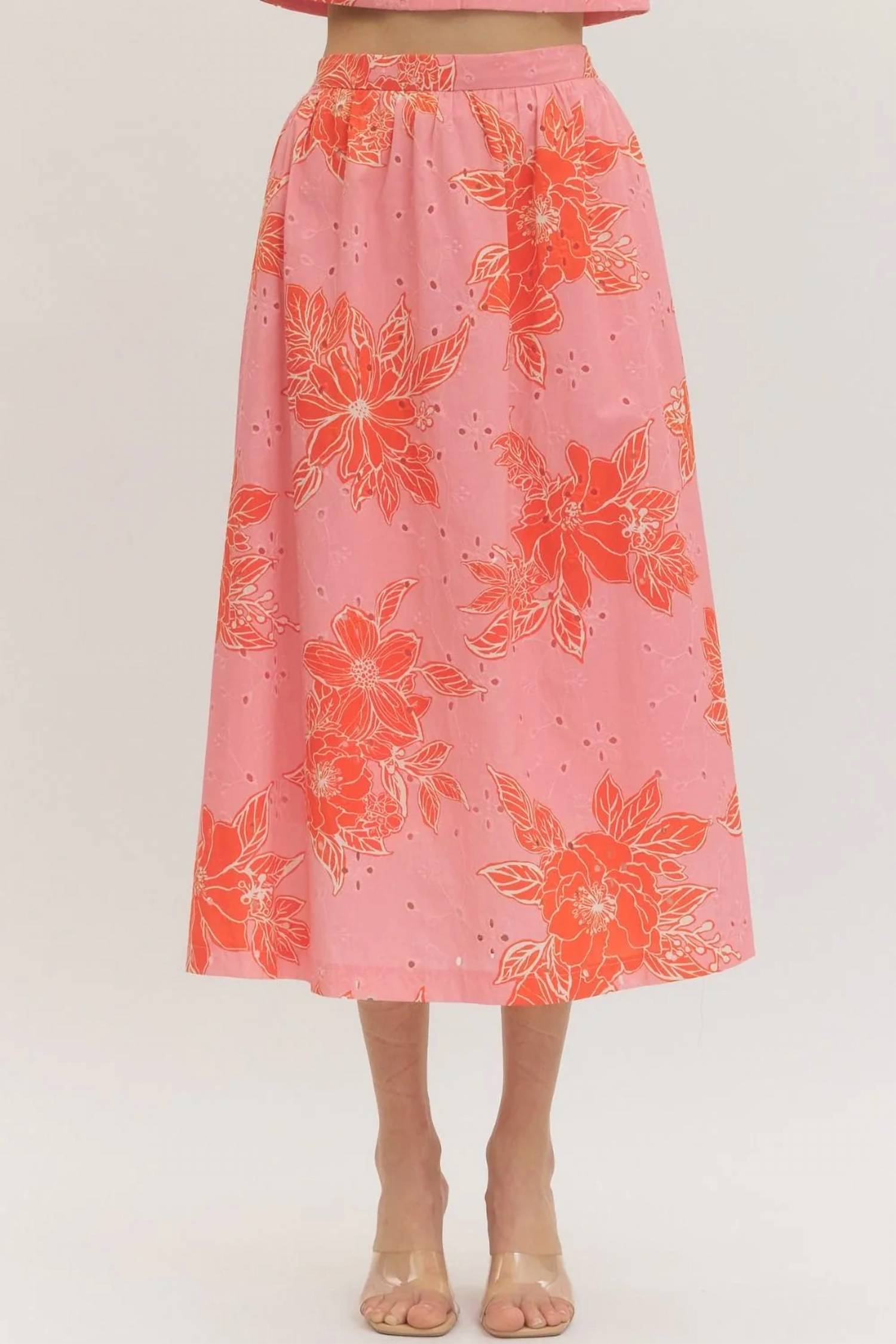 Entro - Eyelet Midi Skirt & Top Set