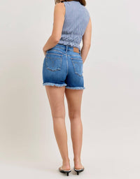 Judy Blue High Waist Slim Denim Short in blue 2 - women's shorts - detail view