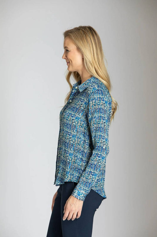 Apny - Roll Sleeve Button Up Top