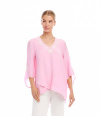 Karen Kane - Bracelet Sleeve Embroidered Asymmetric Top