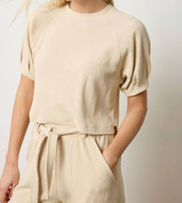 Lilla P - Pleated Short Sleeve Waffle Top