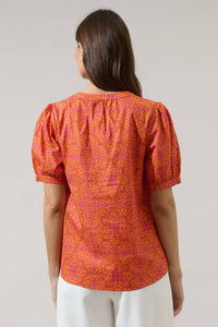 Sugarlips - Debary Floral Neli Split Neck Top