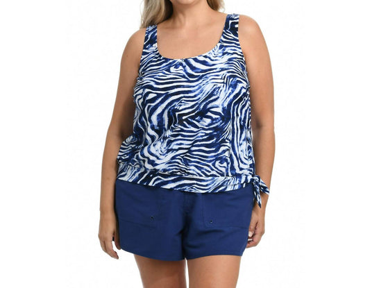 Maxine Of Hollywood - Zebra Daze Banded Blouson Tankini
