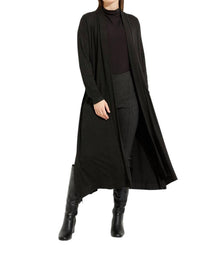 Joseph Ribkoff Relaxed Fit Open-front Cardigan in charcoal grey - women's cardigan - alternate view