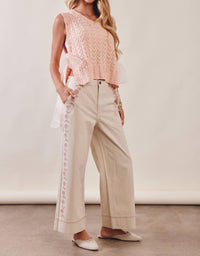 Listicle - Pointelle Knit Ribbon-Tie Vest Top