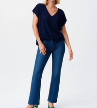 Joseph Ribkoff - Short Sleeve V-neck Blouson Top