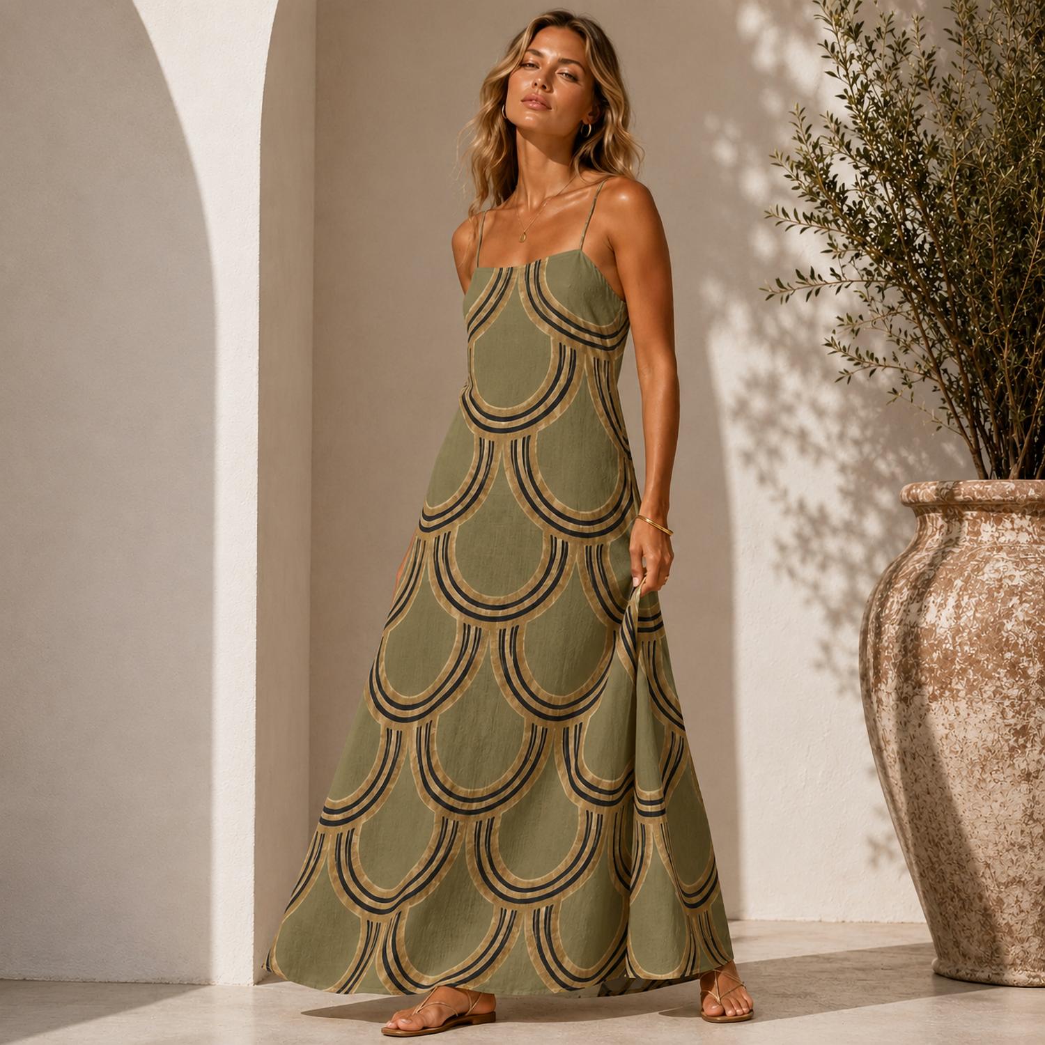 Mystery Resort - Golden Horizon Maxi Dress