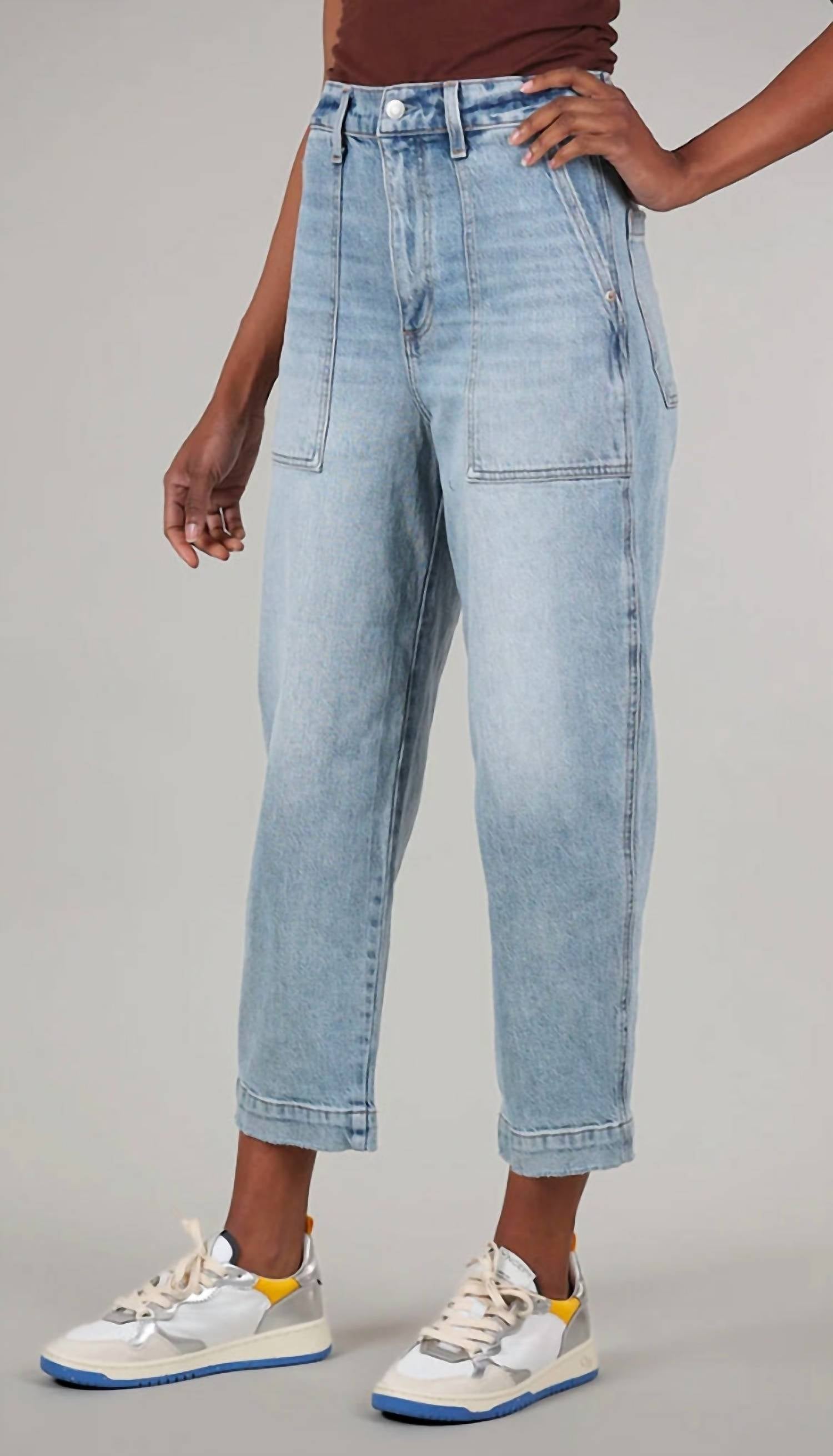 PISTOLA Turner Super High Rise Barrel Jean in provence - women's jeans - detail view