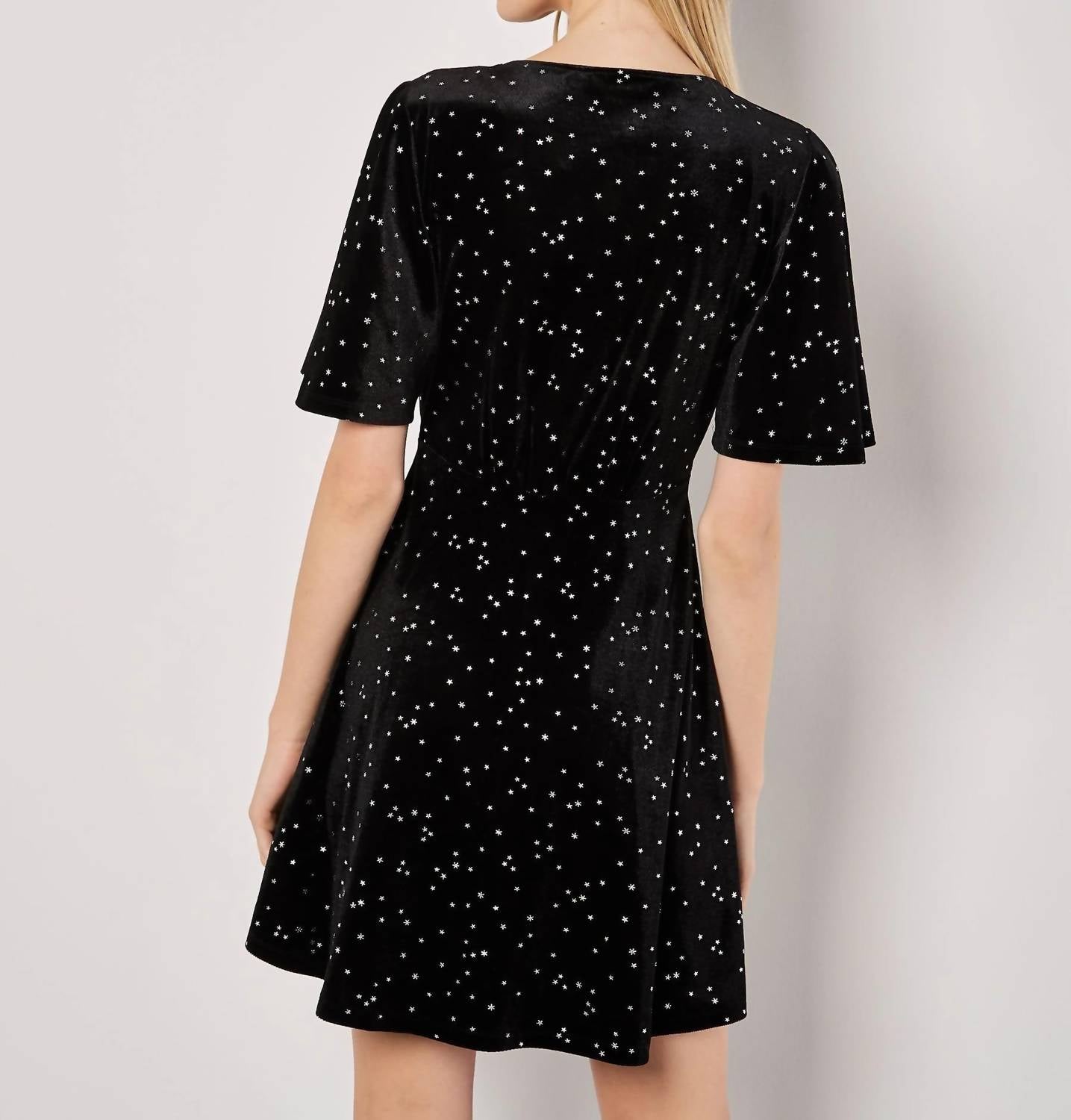 Apricot - Button Thru Star Velvet Dress