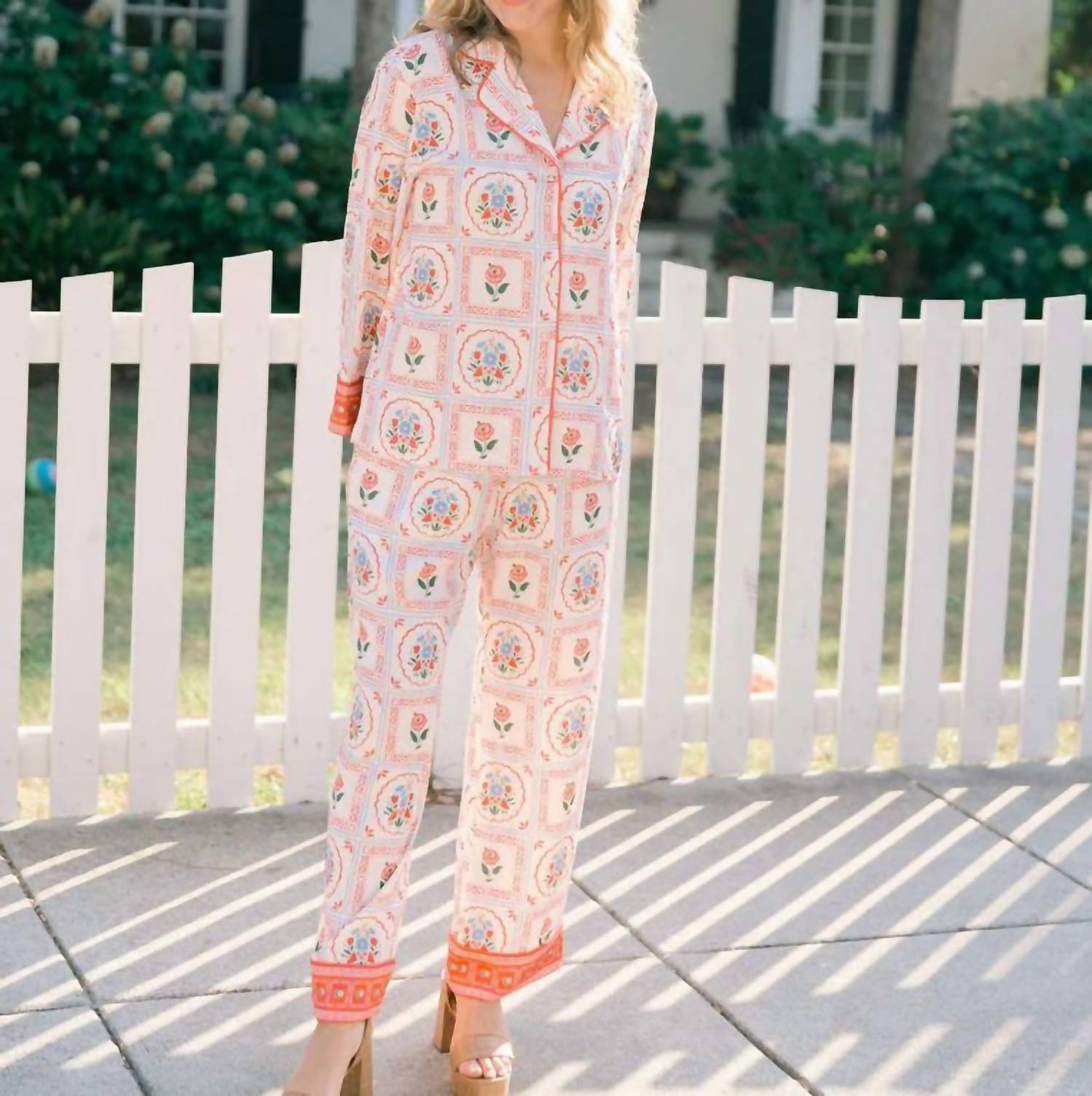 VICTORIA DUNN Saylor Long Pajama Set in perennial blooms - men's sleepwear