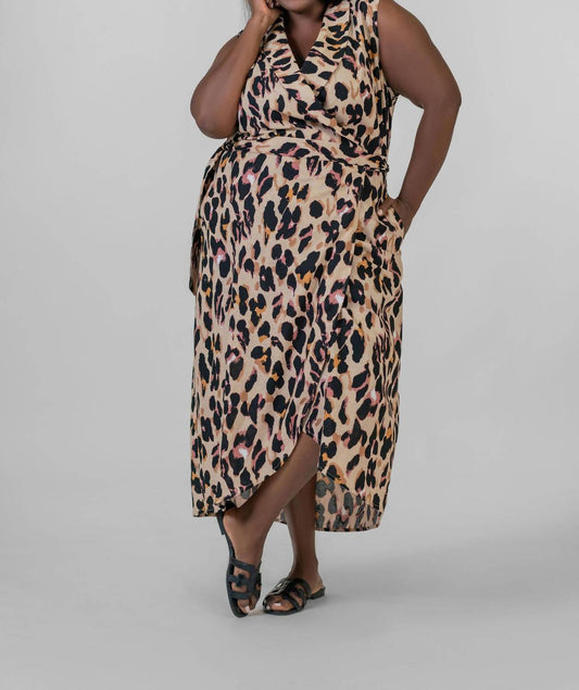 Never Fully Dressed - Cotton Linen Leopard Brooklyn Maxi Dress - Plus