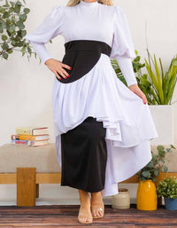 Karen Kane Two Tone Long Sleeve Maxi Dress in white black - women's dress - view 6