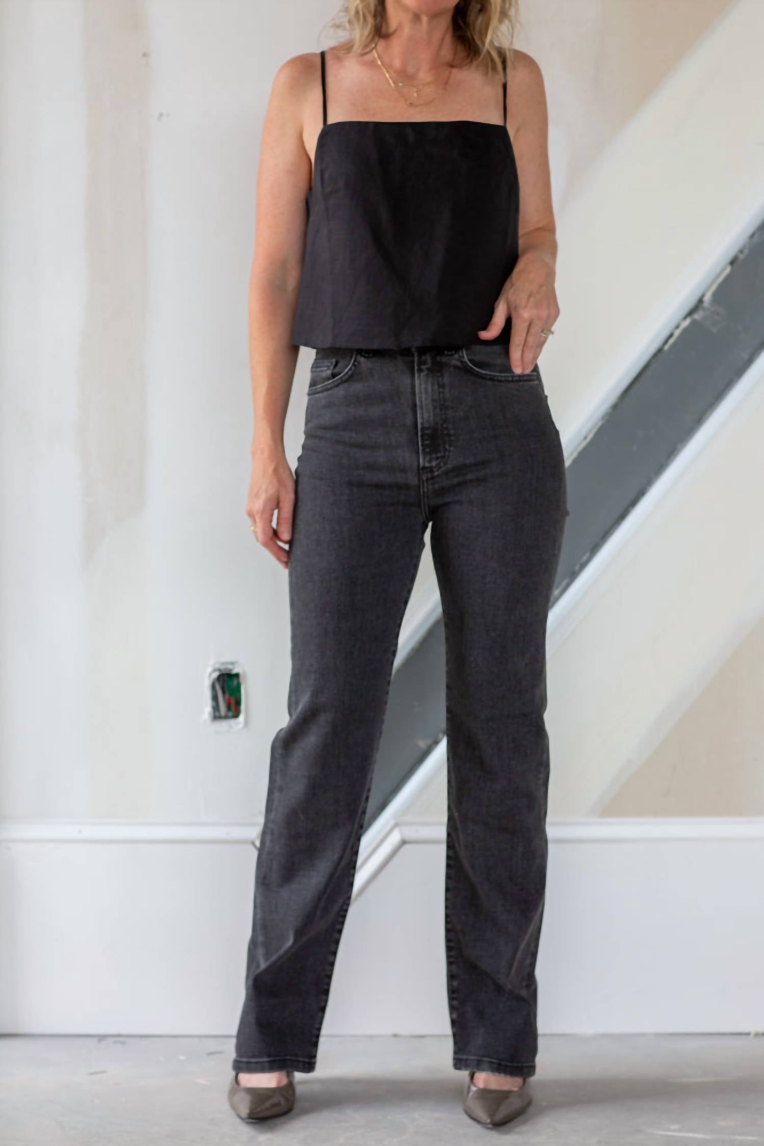 Jeanerica Eiffel High Rise Jeans in used black - women's jeans