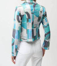 Joseph Ribkoff - Geometric Faux Suede Moto Jacket