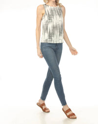Charlie B - Printed Satin Keyhole Back Tank Top