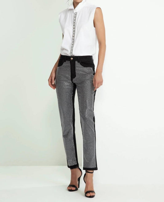 Odi Et Amo - Sleeveless Jeweled Button Up Top