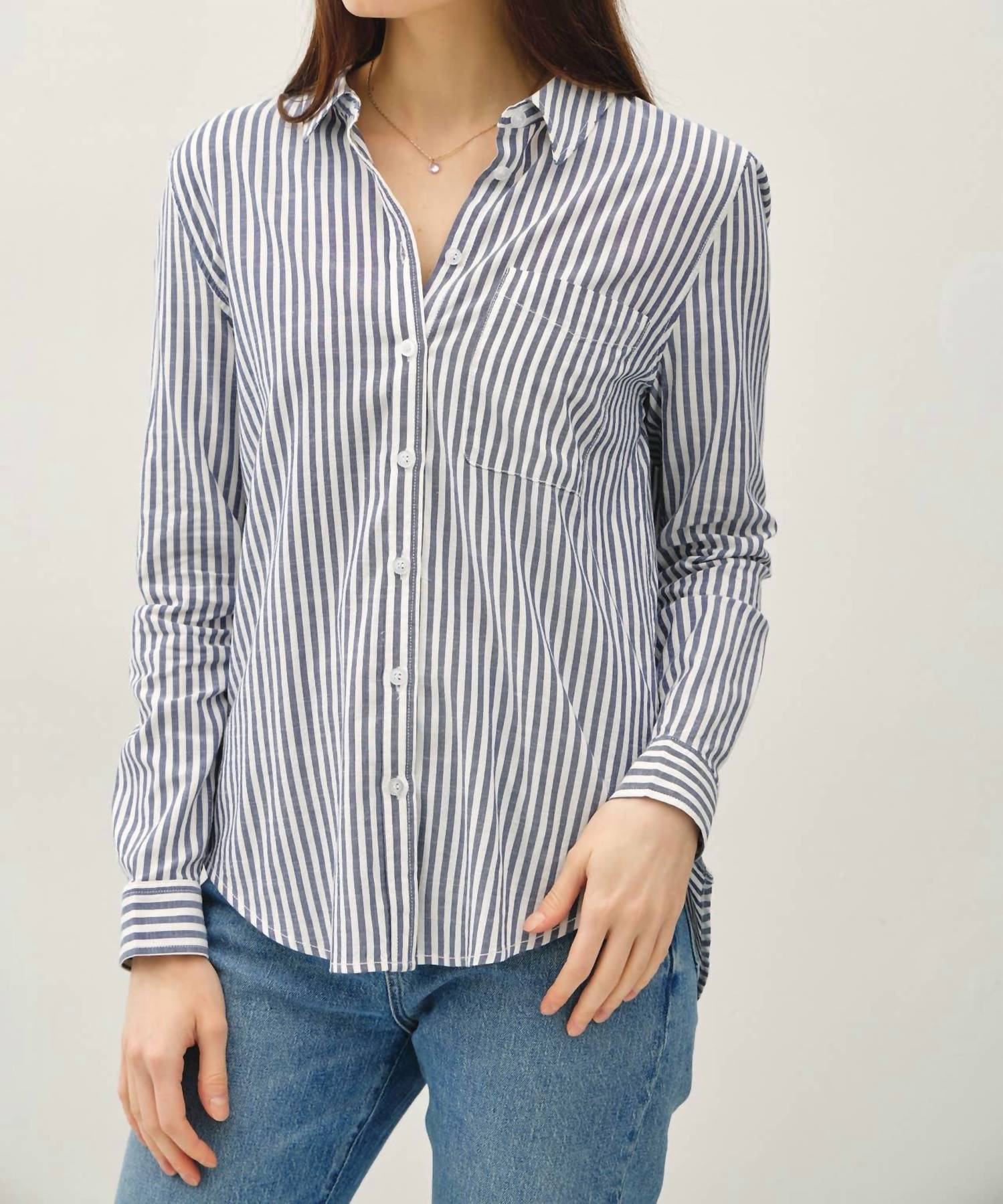 Be Cool - Striped Long Sleeve Collared Button-up Shirt