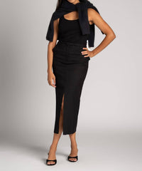 Suncoo - Pinstripe Midi Skirt