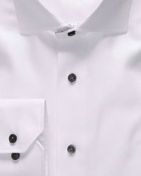 Emanuel Berg Men's Cotton Twill Dress Shirt in white - men's long sleeve top - detail view