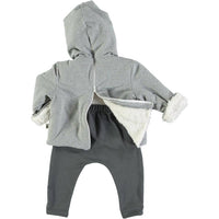 Petit Indi Kid's Pin Stripe Hoodie Set in grey - item - alternate view