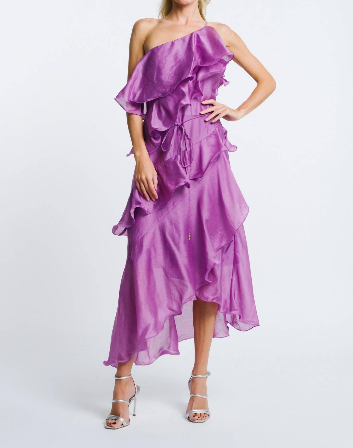 Ciebon - Matea One-shoulder Asymmetric Hem Maxi Dress