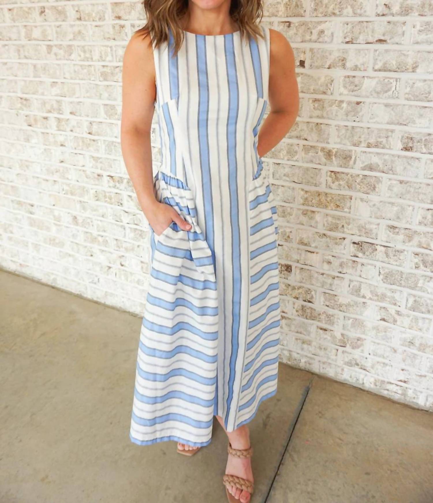 Thml - Sleeveless Striped Pattern Midi Dress