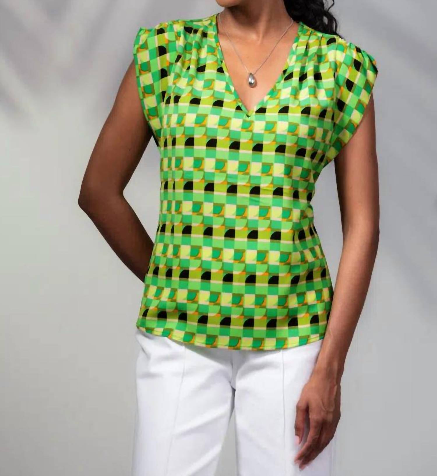Alison Sheri - Kaleidoscope Short Sleeve Blouse