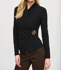 Joseph Ribkoff - KNIT FITTED WRAP TOP