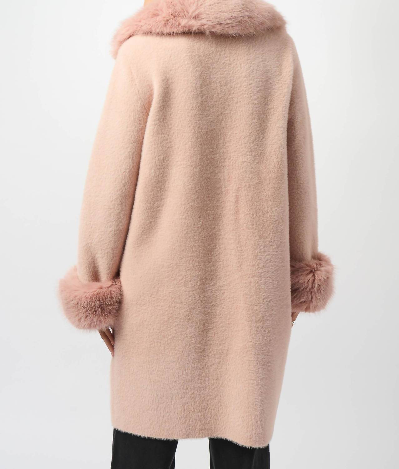Joseph Ribkoff - Detachable Faux Fur Trim Long Sleeve Coat