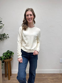 &merci Sweater With Edge Detailing Pullover in ivory wine - women's sweater - alternate view