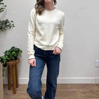 &merci Sweater With Edge Detailing Pullover in ivory wine - women's sweater - detail view