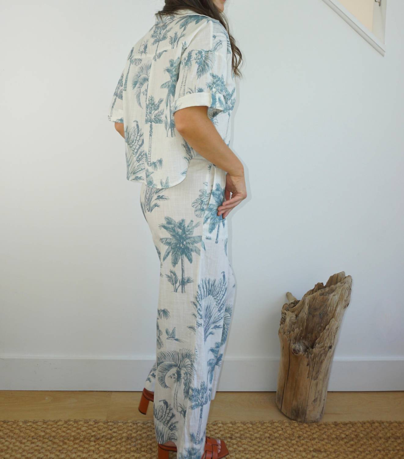 NIBI MTK Brenna Pants in faded teal palms - women's pants - view 4