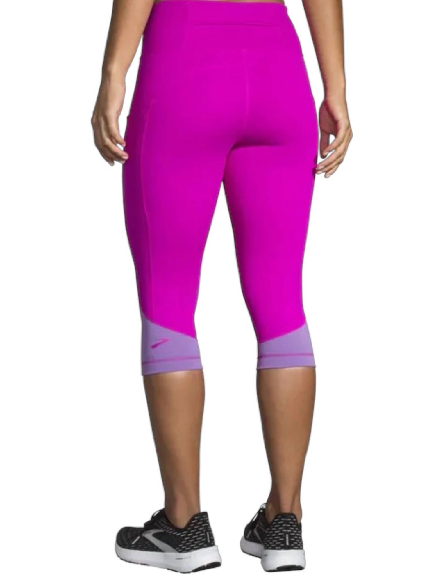 BROOKS Women's Method Half Crop Tight Leggings in magenta heliotrope - women's pants - detail view