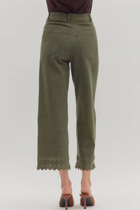 Entro - Embroidered Border Hem Pants