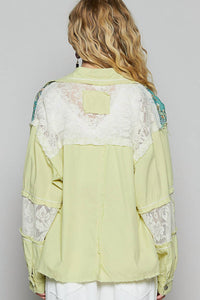 Pol - Printed Mixed Fabric Light Shacket