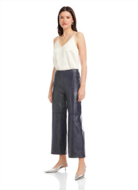 Fifteen Twenty - Faux-Patent Leather Cropped Pant