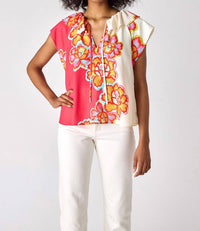 Crosby by Mollie Burch Fern Short Sleeve Top in dancing primrose - women's blouse