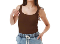 Ambar - Women's Minimalist Square Neck Slim Fit Tank Top