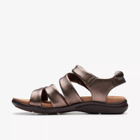 Clarks Women's Kitly Ave Leather Sandals in bronze - women's sandal - detail view