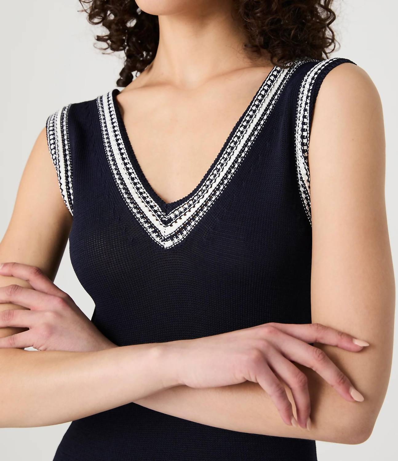 French Connection - Sage Knit V-neck Midi Dress