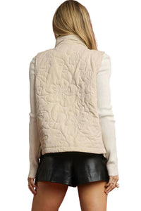 Umgee - Quilted Floral Zip Vest